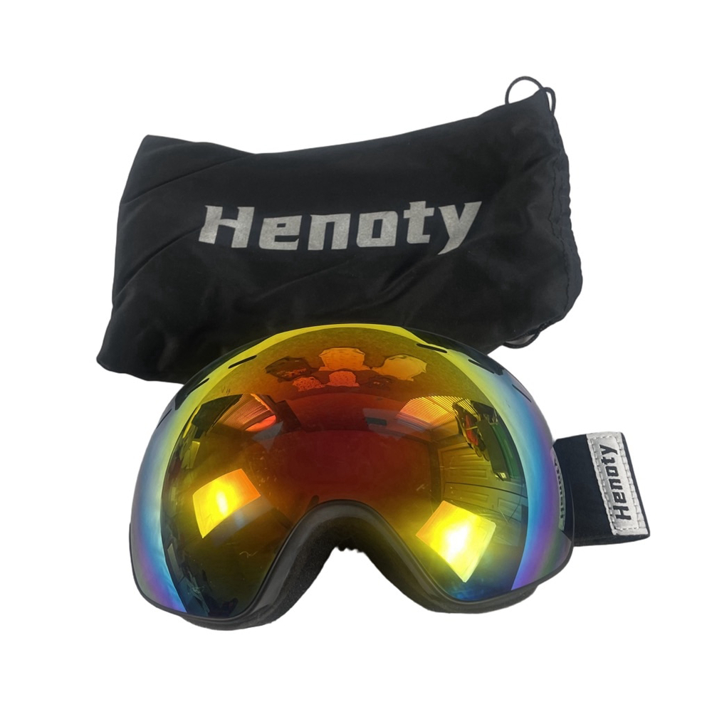 Henoty OTG Ski Goggles Orange Mirror Lens Frameless Snowboard Goggles UV400